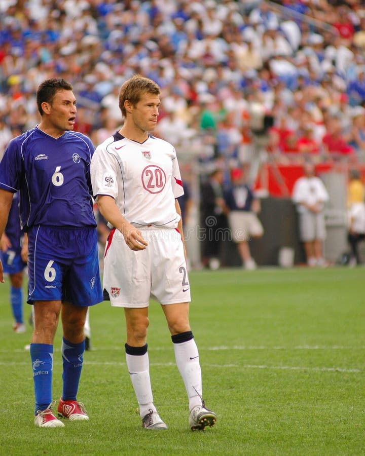 Team USA forward Brian McBride in action against El Salvador. Sept. 4, 2004, Gillette Stadium, Foxboro, MA. Image taken from a color slide.