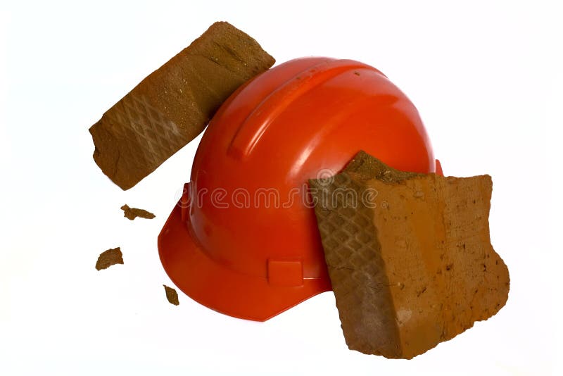 Brick is broken about a helmet