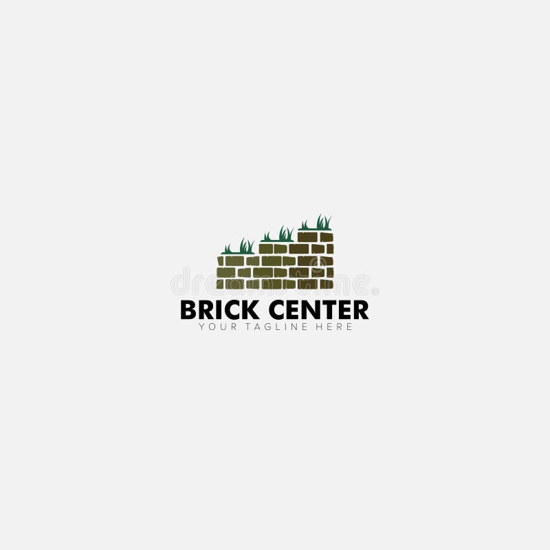 Brick Center and Grass Modern Logo for architecture.