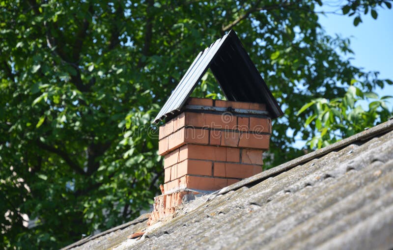 Brick chimney need to repair on old house with asbestos roof