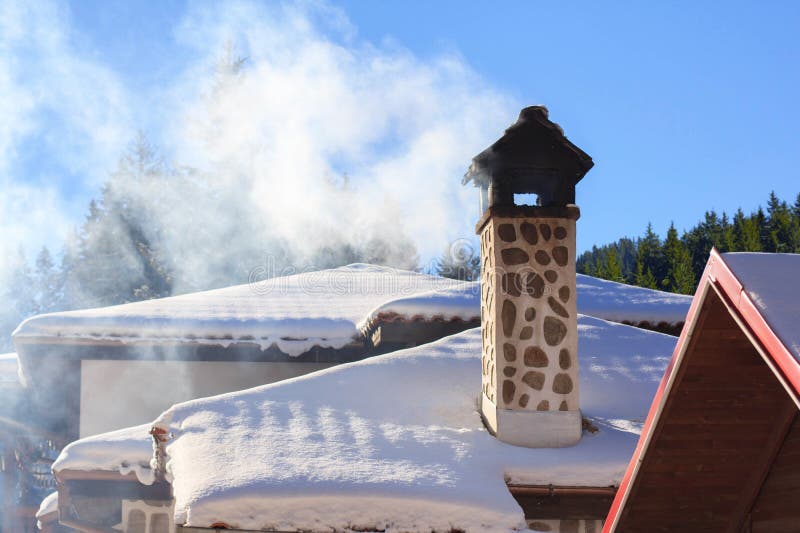 Brick chimney smoke