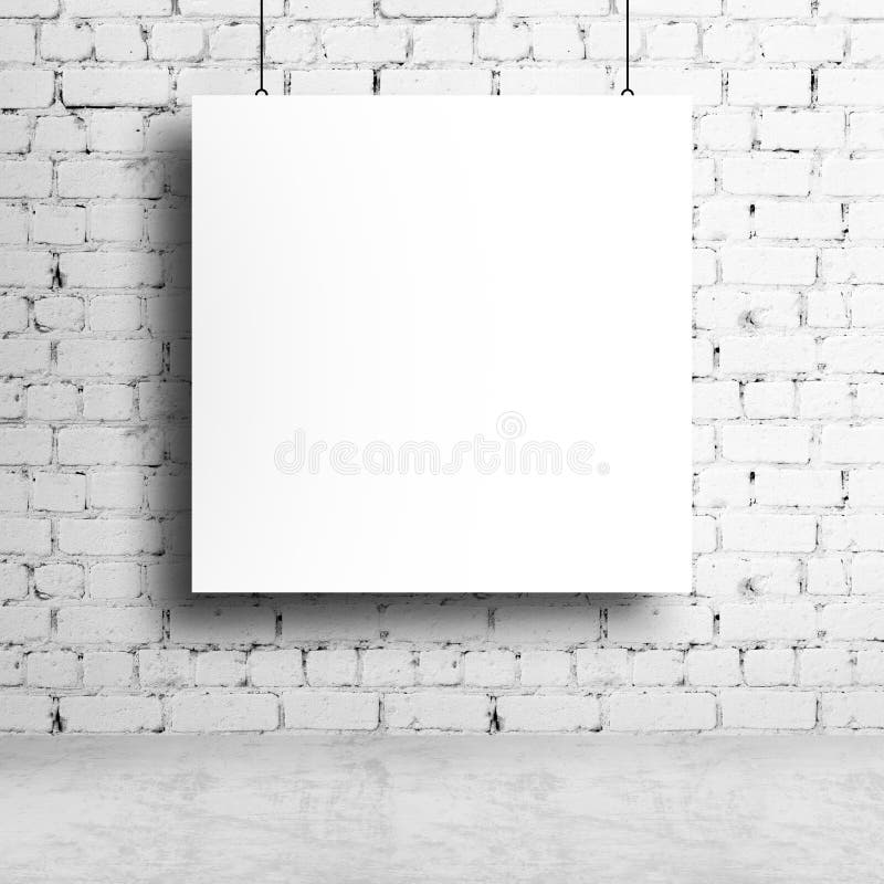 Brick Concrete Room with Poster on Wall Stock Image Image of