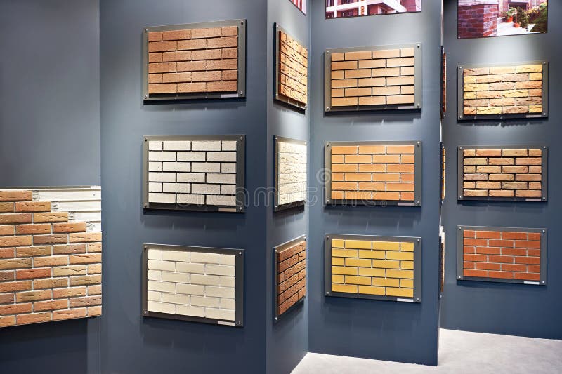 Bricks and Decorative Wall Panels on Construction Store Stock Photo