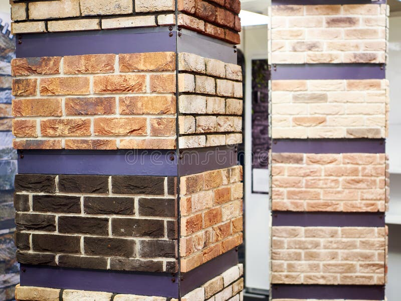 Brick Decorative Wall Panels on Store Stock Photo Image of brown