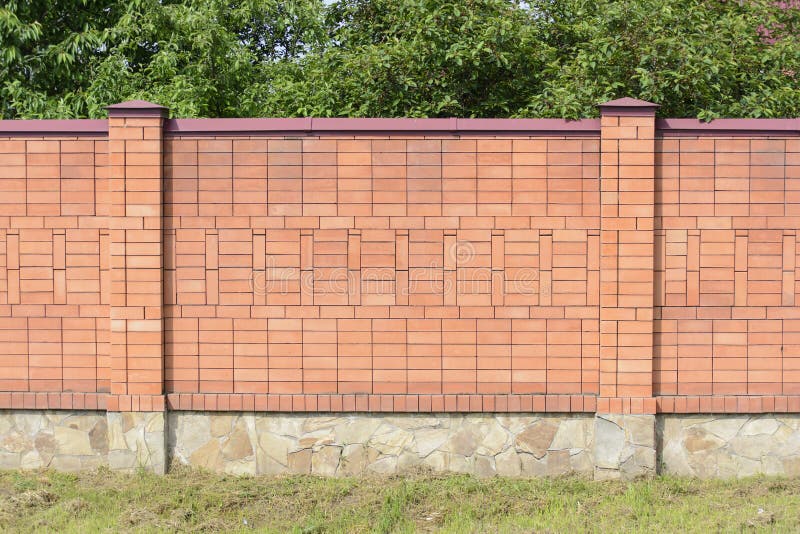 Brick fence stock image. Image of cement, rough, people 41312983