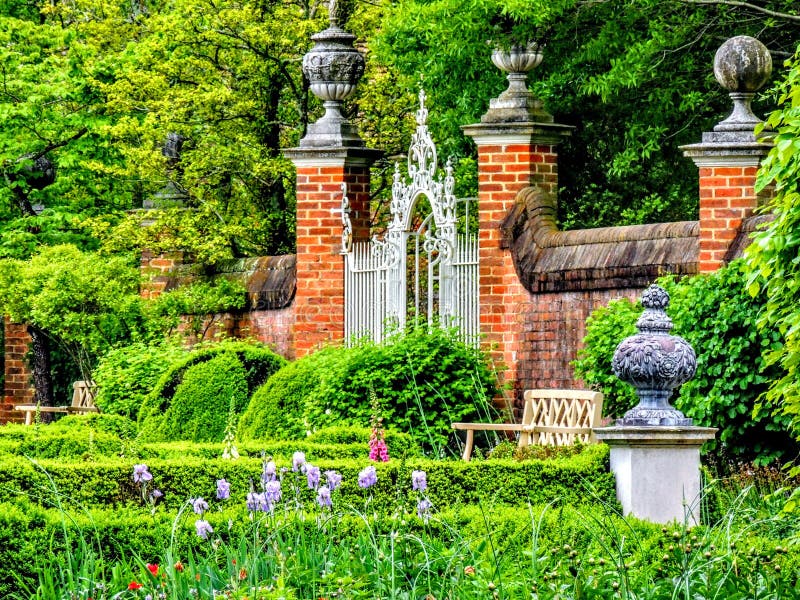 Brick Gate Piers at the Entrance To the Garden. Virginia Stock Photo ...