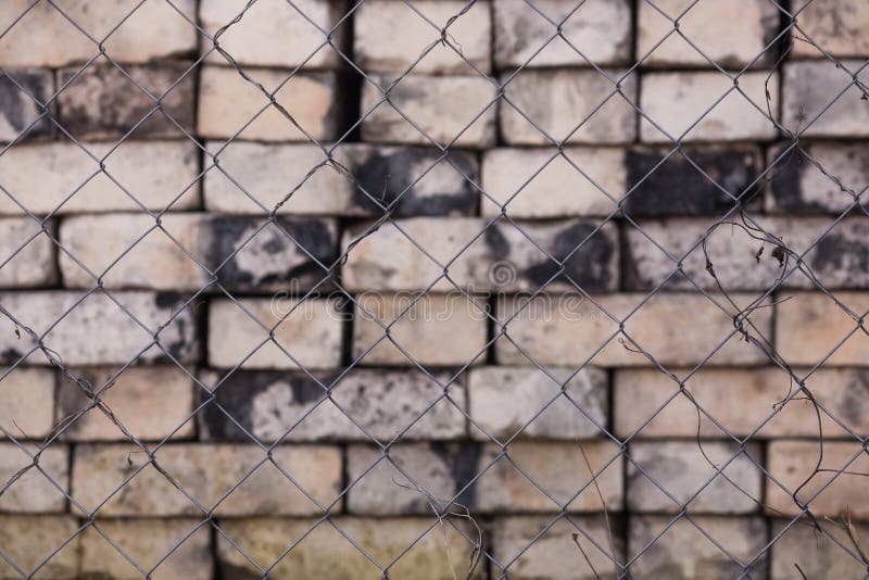 Brick Grating and Texture Background. Gray Brick Wall in Black Steel