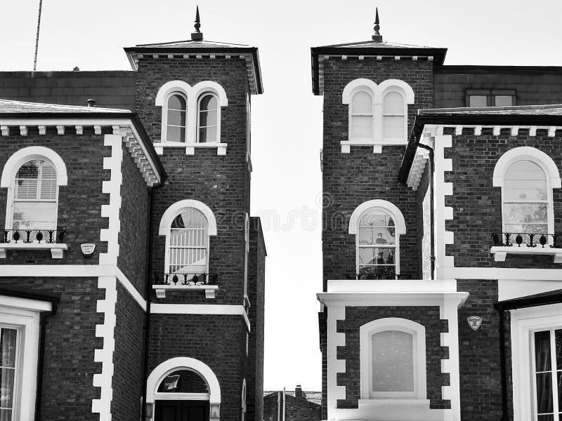 Brick Houses In Black And White Picture. Image 93999551