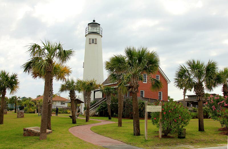 Brick lighthouse on St. George Island stock image Brick lighthouse on St. George Island stock image