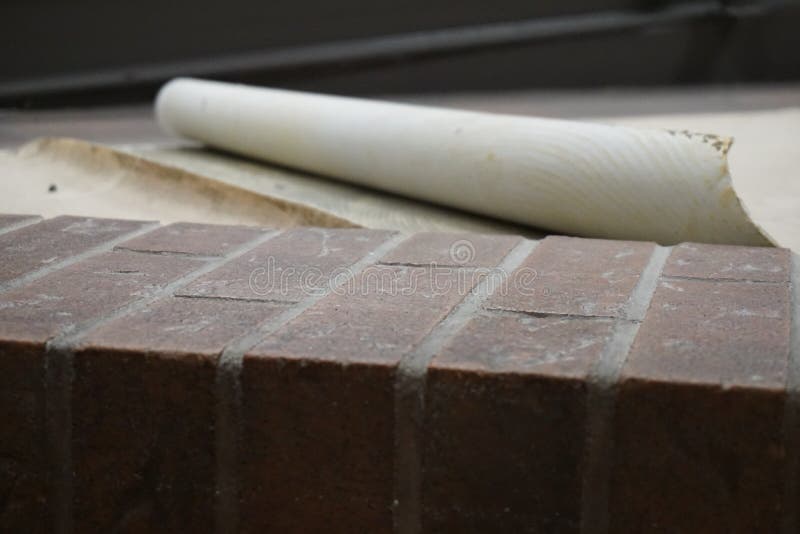 Brick and Linoleum Flooring Upclose royalty free stock photo Brick and Linoleum Flooring Upclose royalty free stock photo