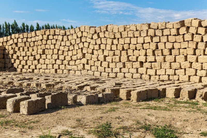 Brick made of clay and straw