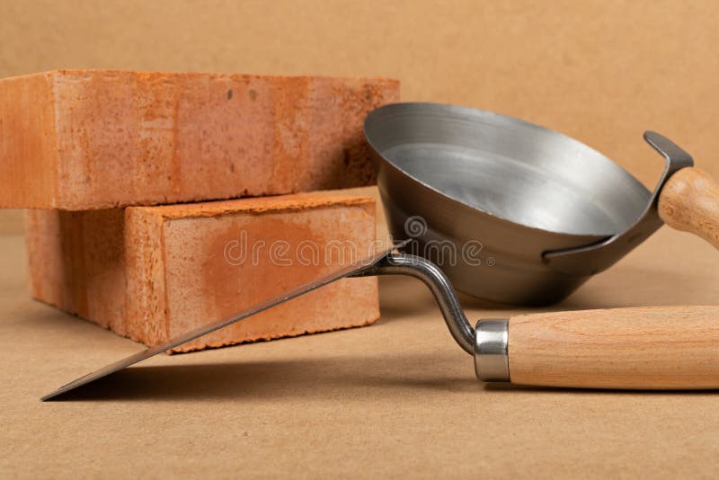 Brick and mason tools stock image. Image of materials 209649459