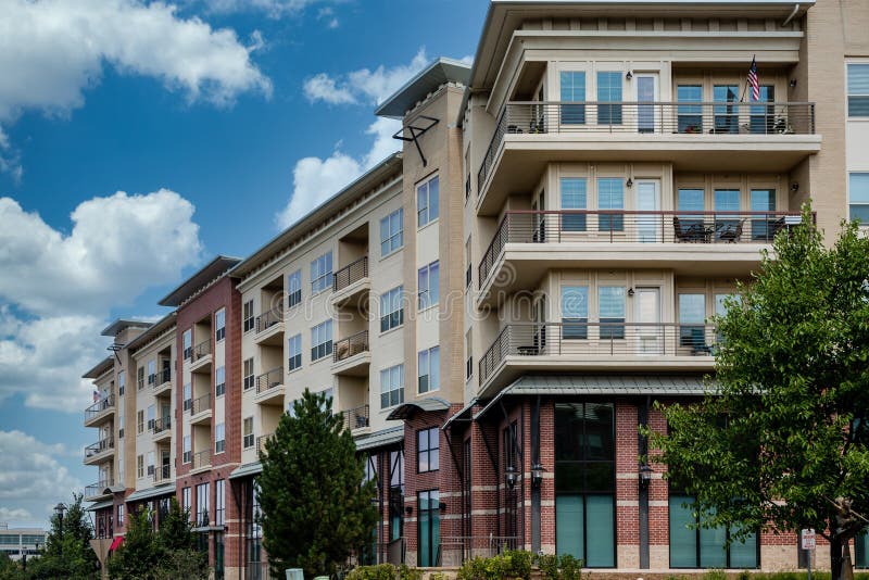 Brick and Plaster Condos with Balconies