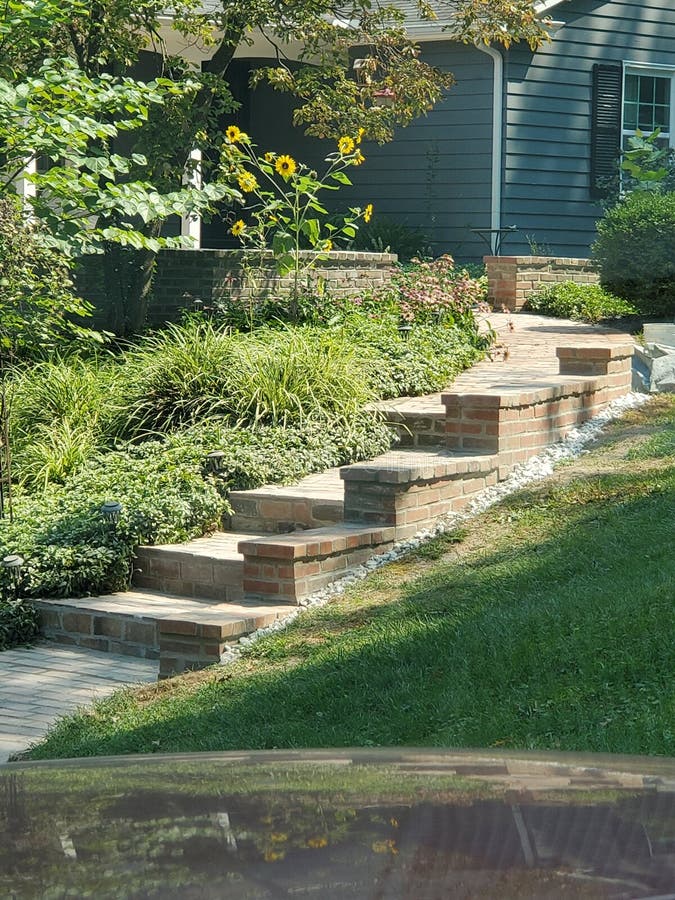 Brick Replacement, Walkway Thin Brick Pavers Stock Photo Image of