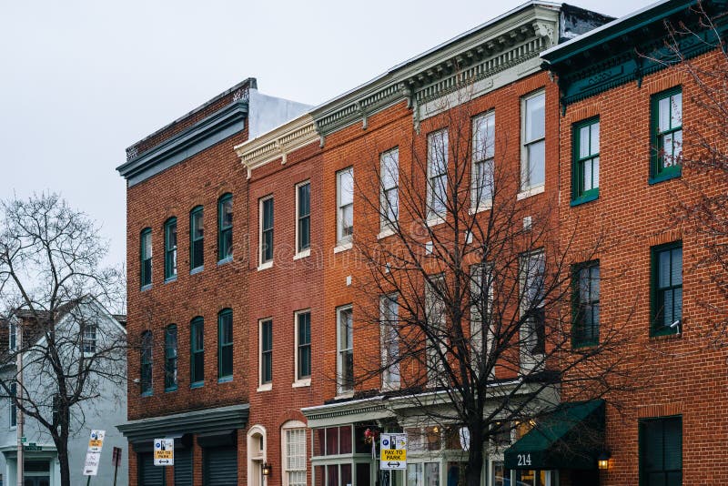 Brick Row Houses in Mount Vernon, Baltimore, Maryland Editorial Stock