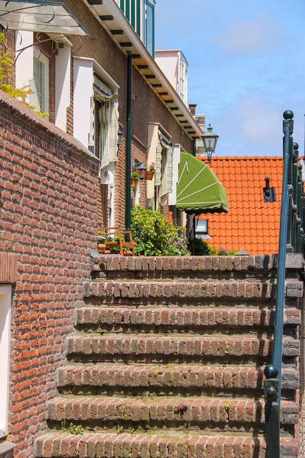 Brick stairway to entrance door in Kerkstraat street, Zandvoort, the Netherlands. stock images Brick stairway to entrance door in Kerkstraat street, Zandvoort, the Netherlands. stock images