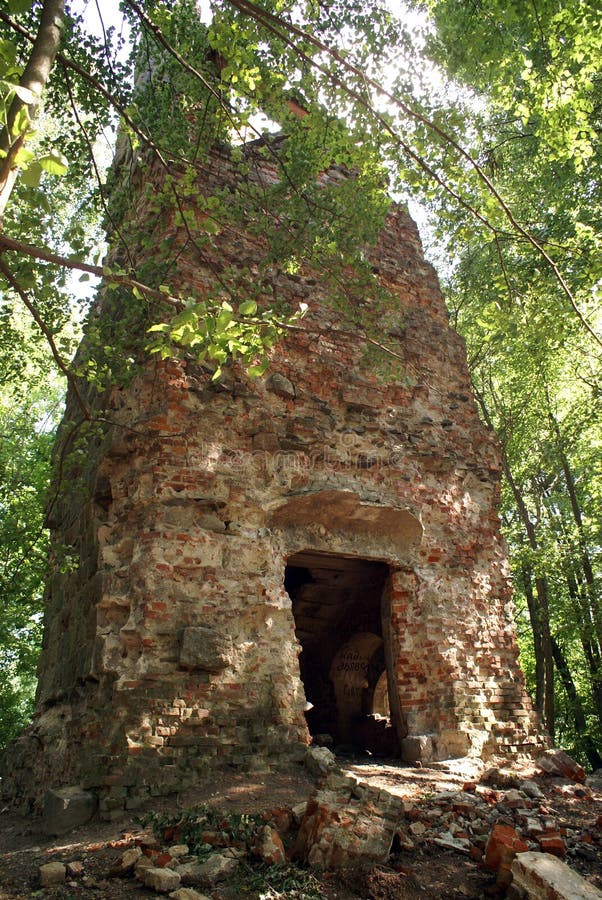 Brick tower in the forest