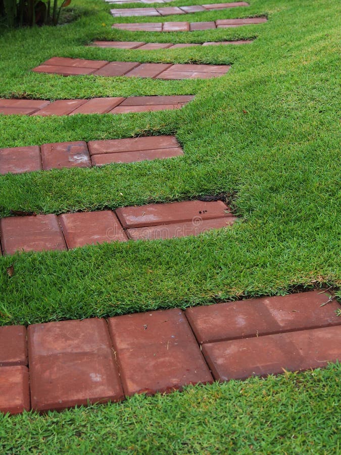 Brick walk path stock photo