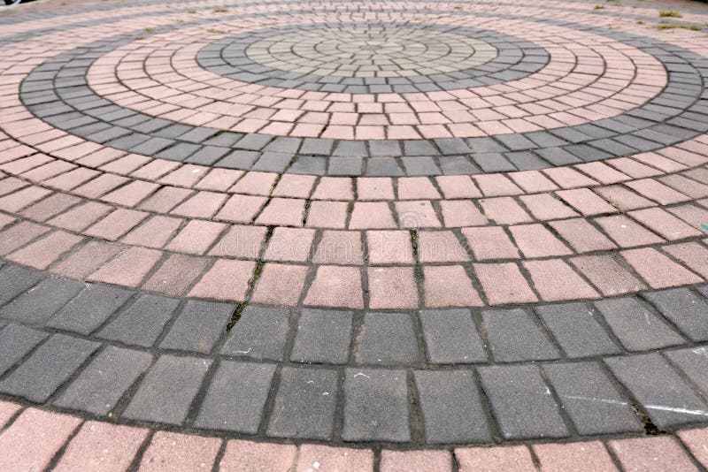 Brick walk path in public park stock photos