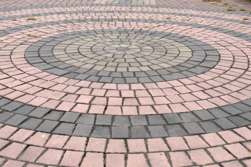 Brick walk path in public park stock images