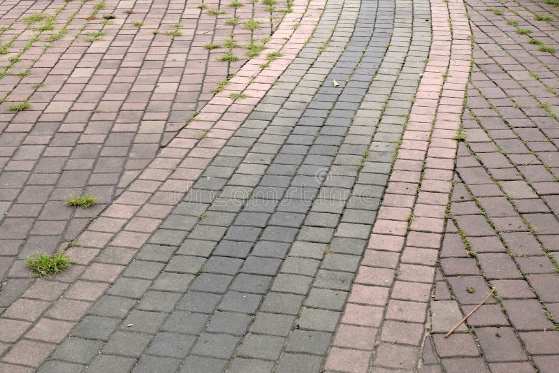 Brick walk path in public park royalty free stock photo