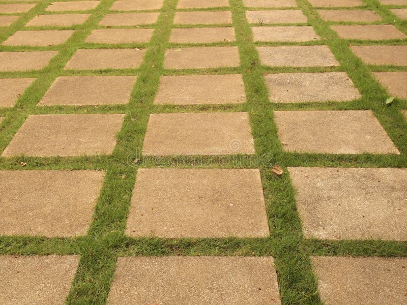 Brick walk path in public park royalty free stock image
