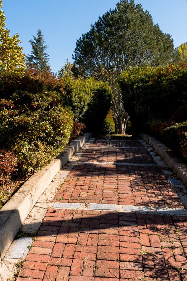 Brick walkway into garden
