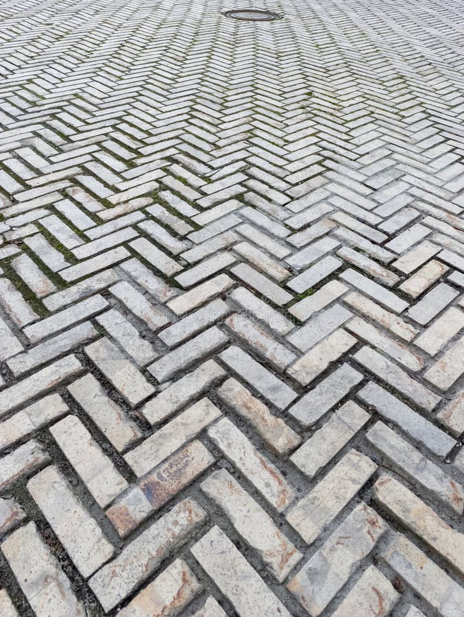 A Brick Walkway with a Herringbone Pattern on it Stock Image Image of