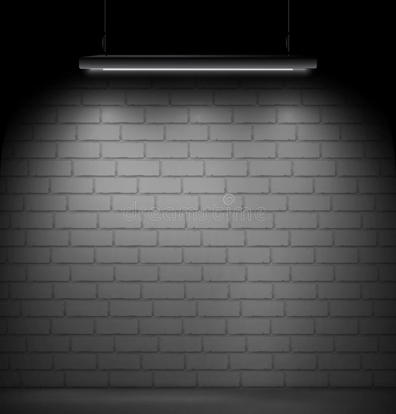 Brick Wall on the Background and Fluorescent Lamp Light. Stock Vector -  Illustration of stage, spotlight: 112284540