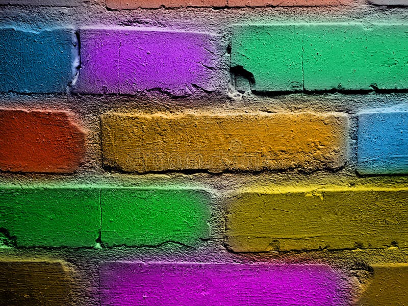 Brick wall background illuminated modern design neon material disco wallpaper close surface abstract texture backdrop royalty free stock images.