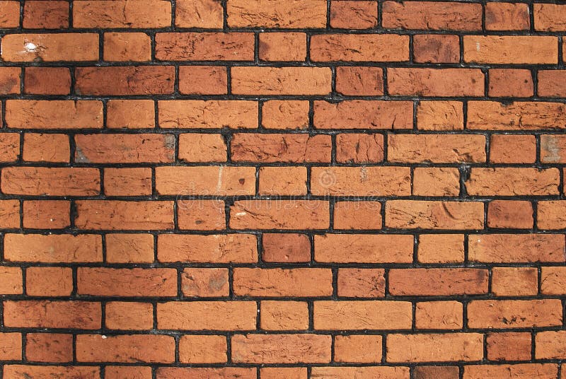 Brick Wall with Black Mortar Stock Photo - orange, lines: 19386062