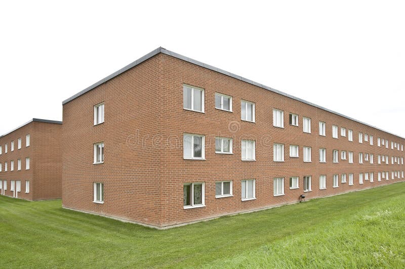 Brick wall building on a cloudy day