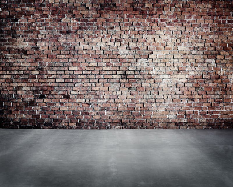Brick Wall with Concrete Floor Stock Image Image of gray, pattern