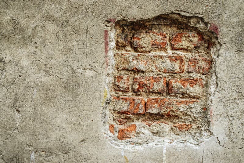 Brick Wall with Crumbling Plaster Stock Image Image of closeup