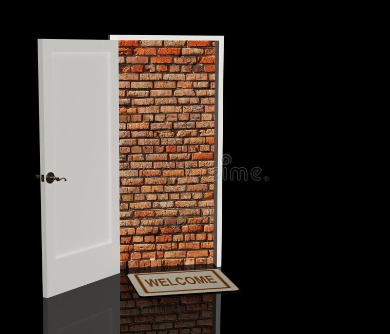 Conceptual image - brick wall in a doorway