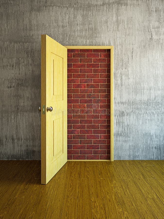 Brick wall in a doorway stock illustration. Illustration of home 29408483