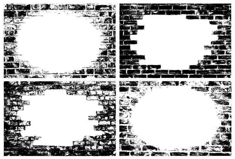 Brick wall grunge borders stock vector. Illustration of construction