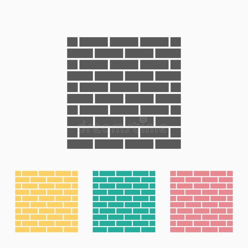 Brick wall icon, brick, wall, block stock illustration