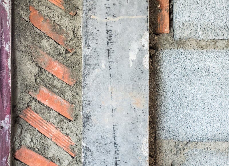 Brick Wall Layer in the Under Construction. Stock Photo Image of