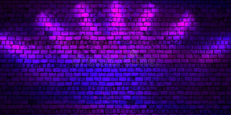 Brick Wall And Neon Light Background Brick Wall Neon Rays And Glow 3d Render Stock 