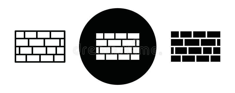 Brick wall outline icon collection or set. Brick wall Thin vector line art vector illustration