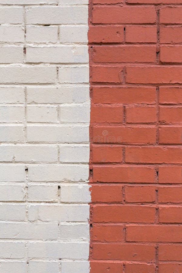 Brick Wall Painted White and Red Stock Image Image of aged, house