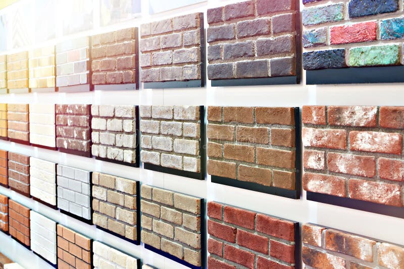 Brick wall panels on store stock photo. Image of facade 226717870