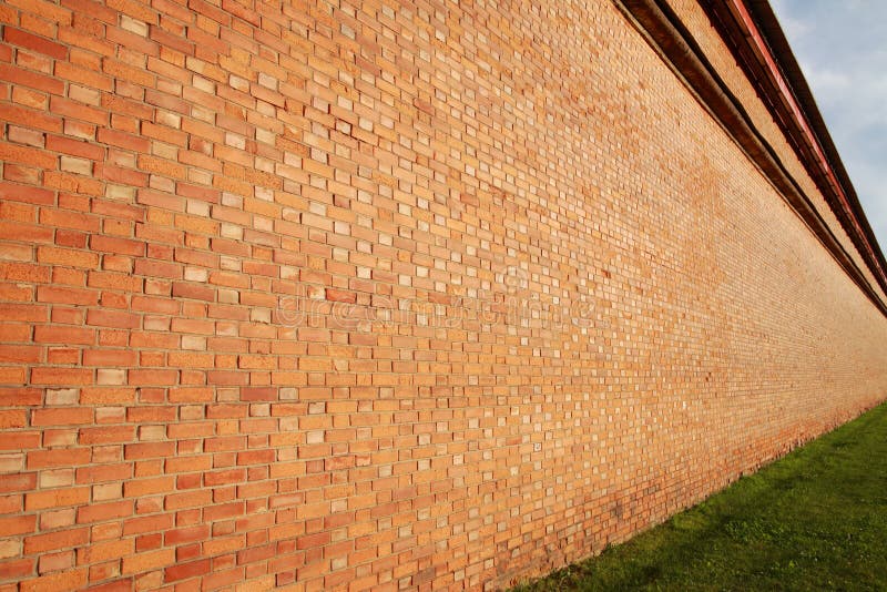 Brick wall in perspective stock image. Image of facade 61638479