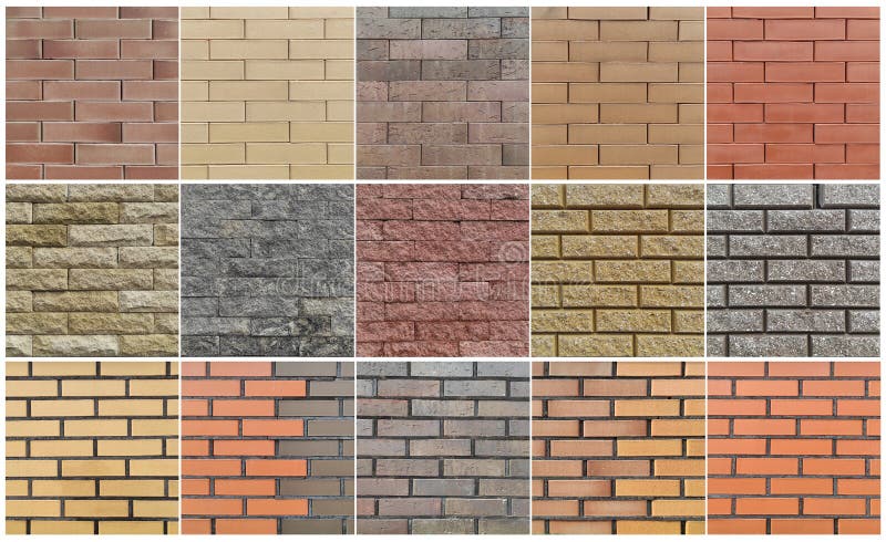 Brick wall seamless pattern set.