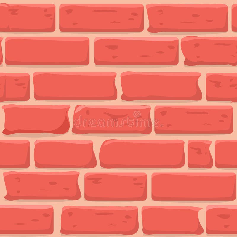Brick wall Seamless texture. Continuous loop background. Cartoon style flat and solid color vector illustration. vector illustration