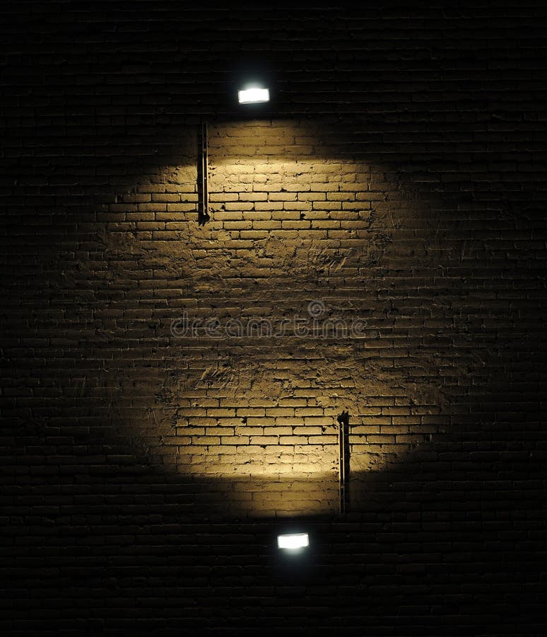 Brick wall with spotlights