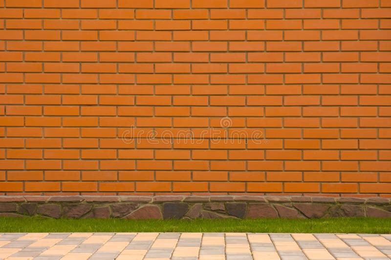 Brick Wall with a Stone Border Stock Photo Image of work, patterns
