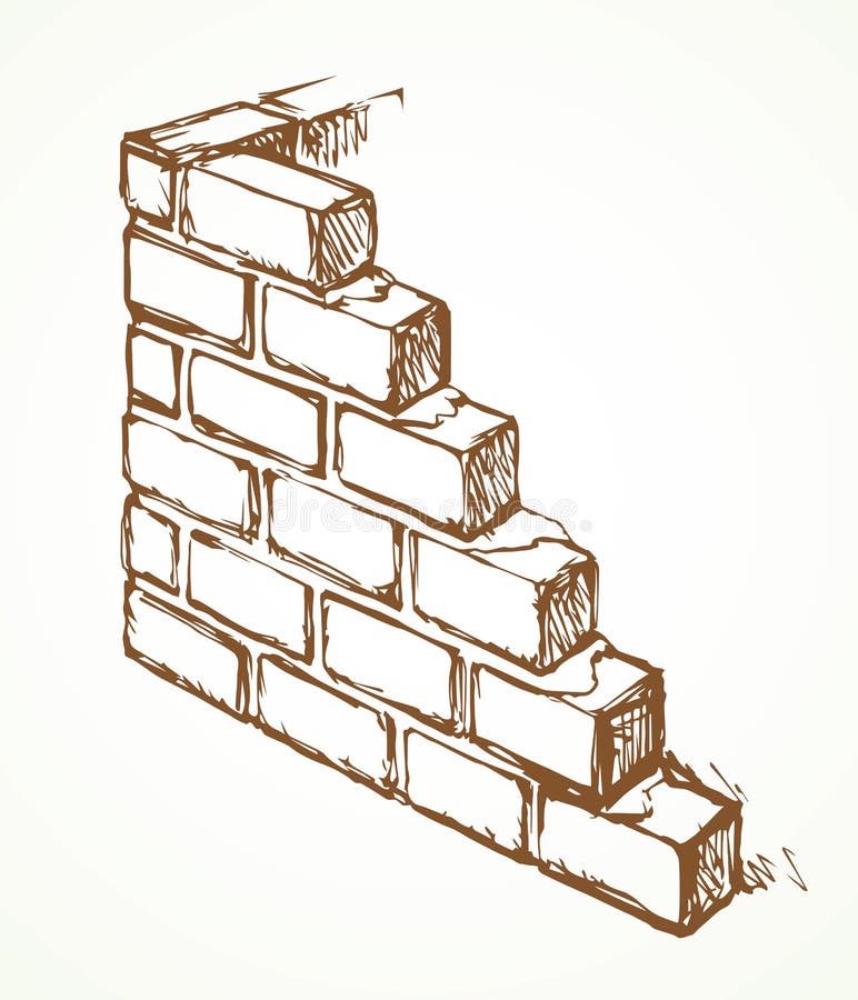 Brick Wall. Vector Drawing Pattern Stock Vector - Illustration of  industrial, corner: 224611300