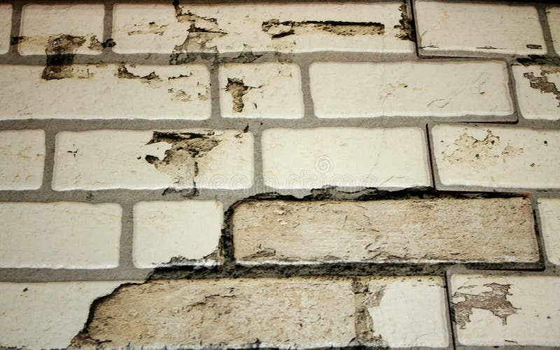 Brick Wall of White Brick with Brown Spots. Background. Stock Photo